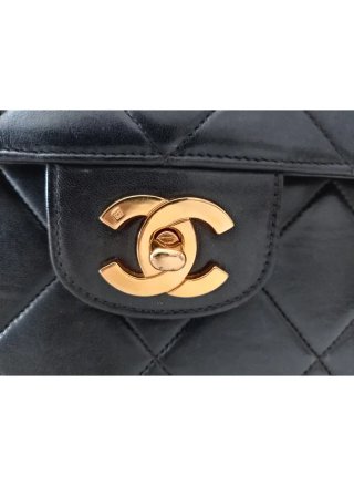 Bolso Chanel Negro Piel Matelassé Vintage