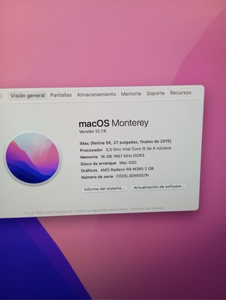 Imac 27” 2015 i5 16GB 128Gb ssd+1Tb hdd