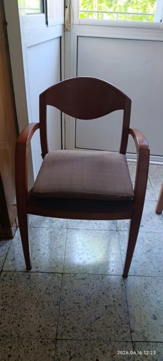 Sillas de comedor madera y tela conjunto de 4