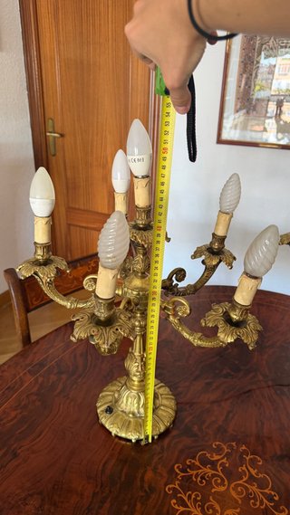 Conjunto Candelabros Dorados Metal y Cristal