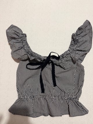 Top Zara cuadros negro y blanco