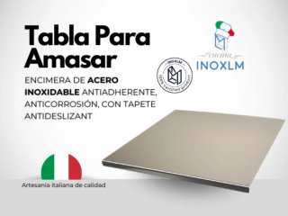 Tabla Acero Inoxidable Amasar Pizza 60x50 cm