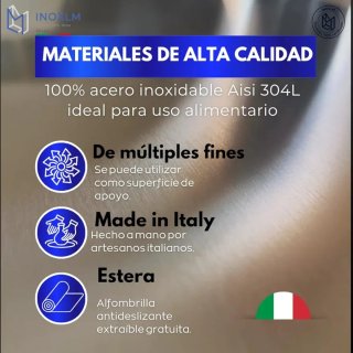 Tabla Acero Inoxidable Amasar Pizza 60x50 cm