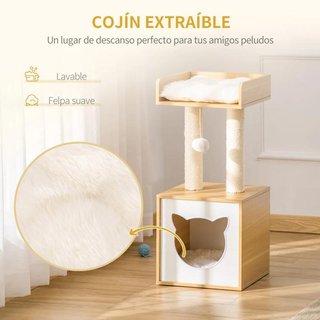 Árbol Gatos 2 Niveles Cueva Sisal Roble Blanco