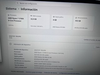 PC Gaming Ryzen 7 5700X + 32Gb+Saphire Pulse RX