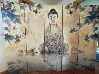 Biombo decorativo Buda flores