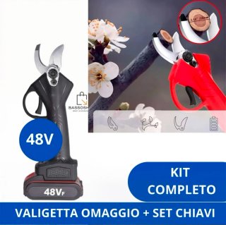 KIT FORBICE POTATURA + MOTOSEGA + 2 BATTERIE 48V