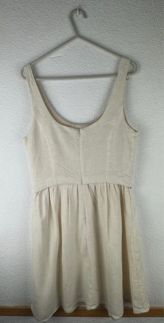 Vestido corto lino beige Stradivarius