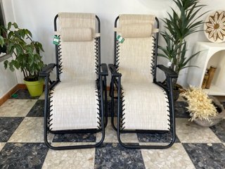 2 Sillas de Playa Reclinables Beige