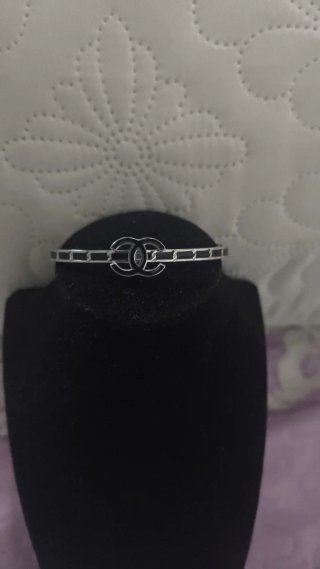 Pulsera Doble C Negra y Plateada