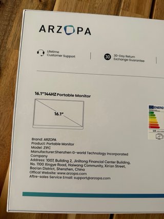 Arzopa 16.1 144Hz Monitor Portátil