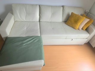 Sofá cama chaise longue blanco