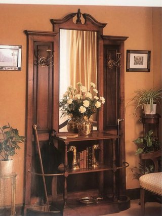 Mueble de entrada madera y espejo