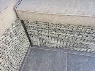 Sofá modular exterior beige y gris