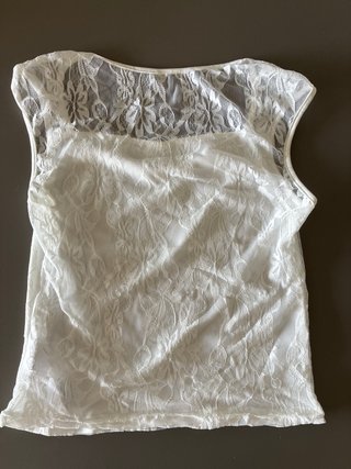 Top Shein Blanco Encaje Escotado