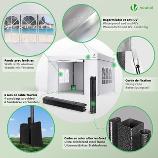 VOUNOT Carpa plegable 3x3m impermeable