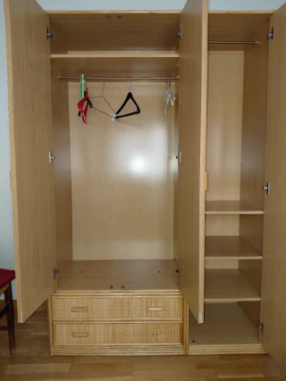 Armario mimbre 3 puertas con espejo
