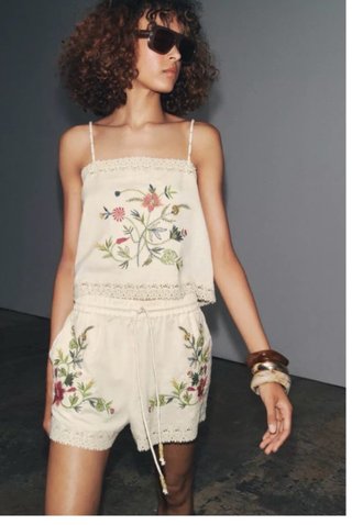 Conjunto Zara Top y Short Bordado