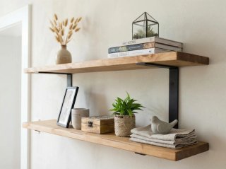 Estantería de  doble balda de madera rústica