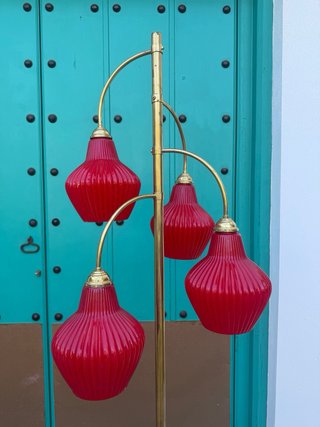 Lampada da terra vintage Mid-Century rossa