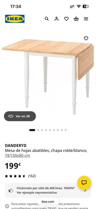 Mesa abatible de madera y yute