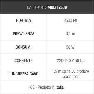Bomba sumergible Multi 2500 2450l/h cable