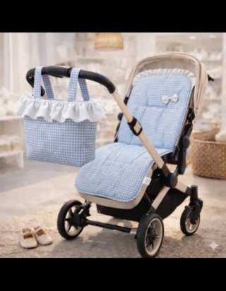 2 Colchonetas y Bolsos Vichy Carrito Bebé