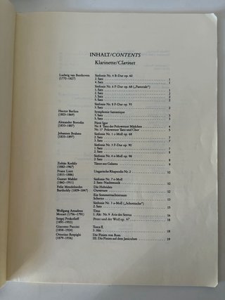 Orchester Probespiel Klarinette - Test Pieces