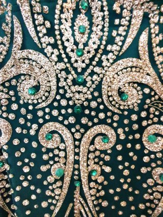 Vestido de fiesta verde y dorado