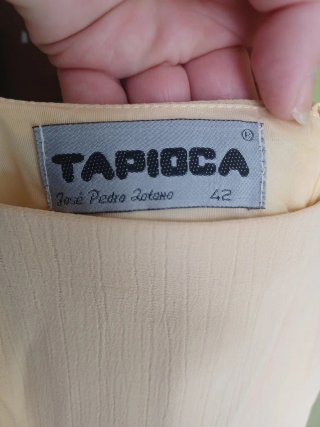 Vestido largo tirantes beige