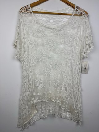 Top Encaje Ganchillo Blanco Boho Vintage