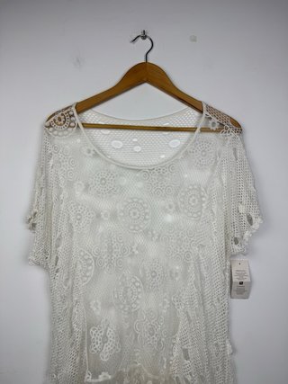 Top Encaje Ganchillo Blanco Boho Vintage