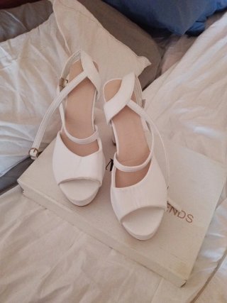 Sandalias Plataforma Kamome Blancas Talla 39