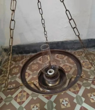 Lámpara de techo quinqué bronce dorada