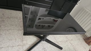 Mesa de salón cristal y metal