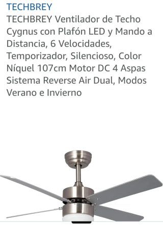 3 Ventiladores de techo Techbrey Plata y color mad