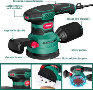 HYCHIKA lijadora orbital 450W ergonómica polvo