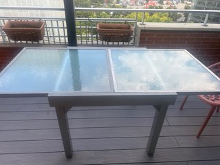 Mesa cristal exterior extensible  90x90(90x180)