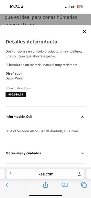 RÅGRUND Silla con toallero Bambú IKEA