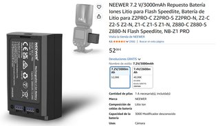 Flash NEEWER Z2-F (Fujifilm)+2Baterías+Difusor
