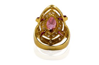 Anillo lanzadera circonitas y piedra - ref.15232