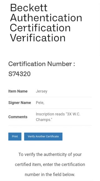 Camiseta firmada por Pelé