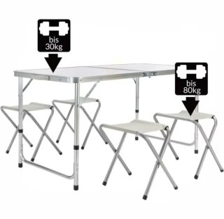 Mesa plegable camping con 4 taburetes