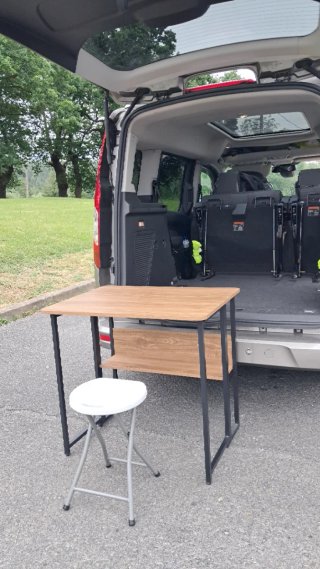 Furgo Camper :  Mesa Plegable madera y metal