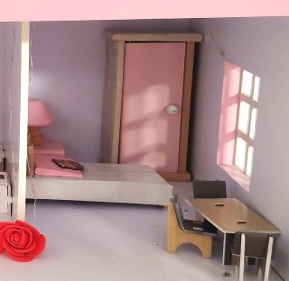 Casa de muñecas con mobiliario