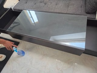 Mesa de centro cristal y madera