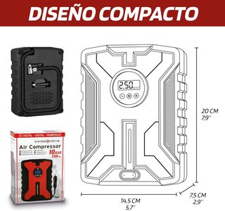 SUMEX Compresor Aire Portátil Digital 12V 10 Bar