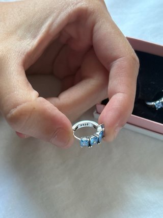 Pendientes Aro Pandora Azul Plata