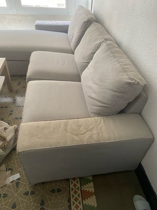 Sofá Cheslong Beige y Gris