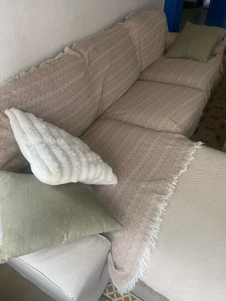 Sofá Cheslong Beige y Gris